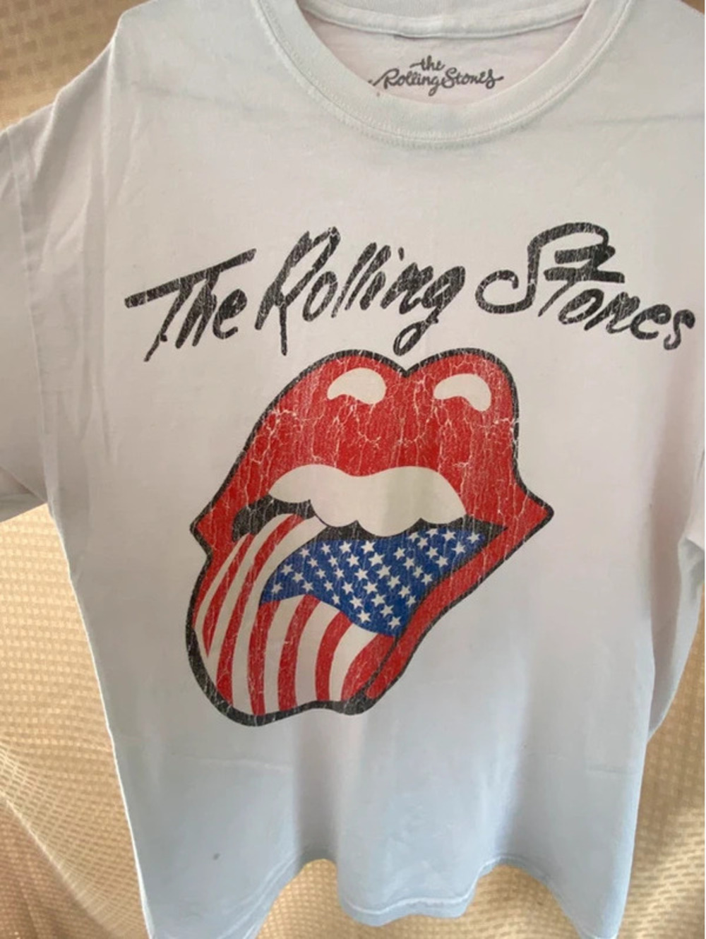 The Rolling Stones T-shirt USA Classic Rock US Flag Men's Size Small White